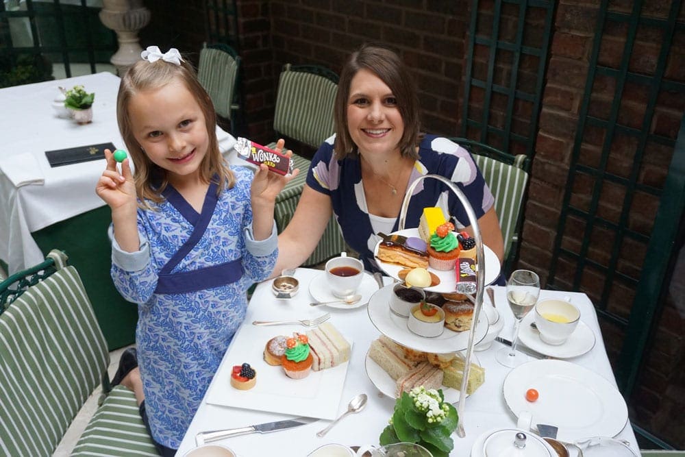 Mom and daughter enjoy a charming afternoon tea at The Chesterfield Mayfair Hotel.