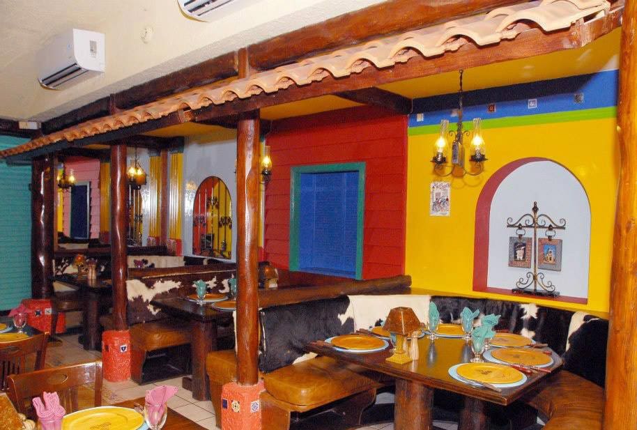 Inside the colorful restaurant, El Guacho Argentine Grill, in Aruba.