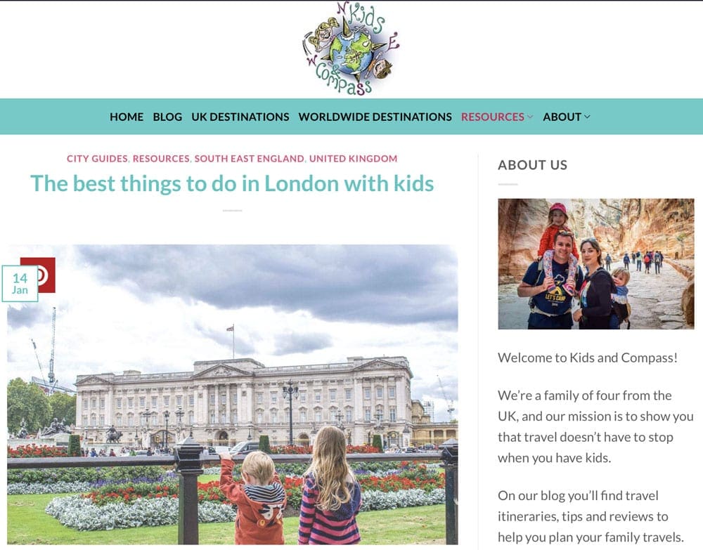 Screen grab from Kids and Compass 7-day itinerary