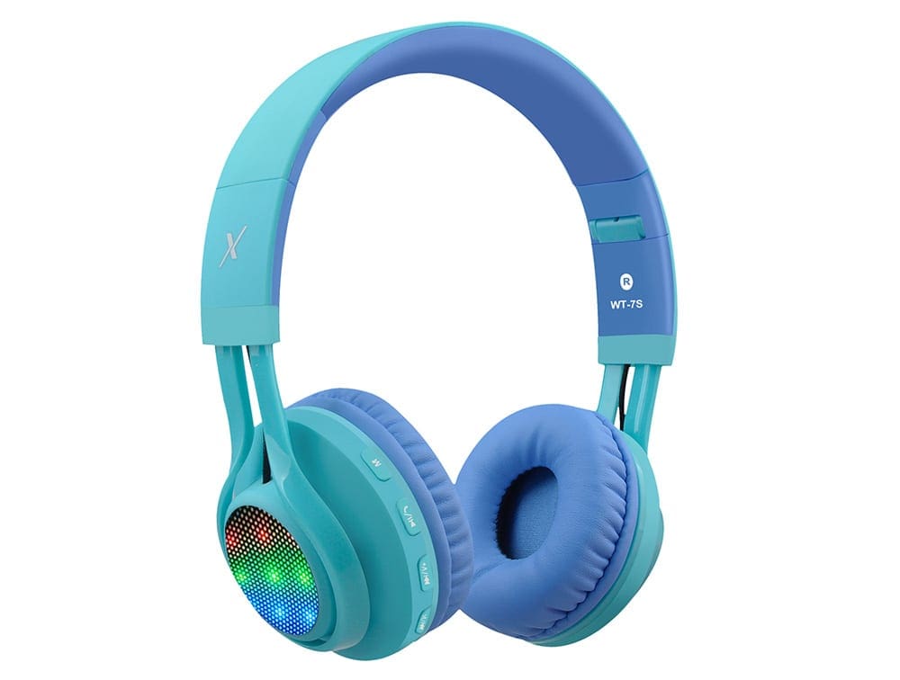 Blue wireless and bluetooth headphones for kids