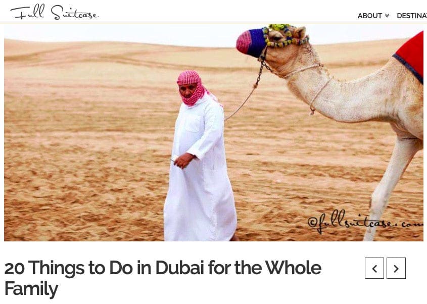 Full Suitcase’s 20 Things to Do in Dubai for the Whole Family- website screen grab
