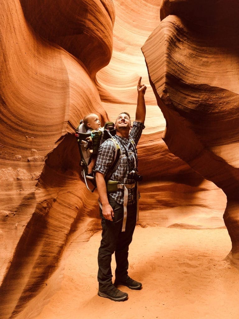 A Father and a son at Antelope Canyon, Arizona. It's one of the best bucket list experiences in the United States for your family.