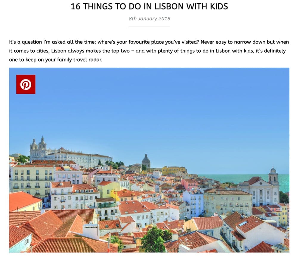16 Things To Do in Lisbon With Kids by Mummy Travels-Website Snapshot
