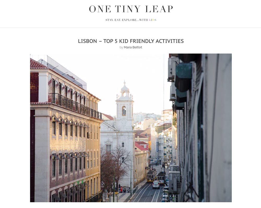 Top 5 Kid Friendly Activities in Lisbon  by One Tiny Leap- website snapshot