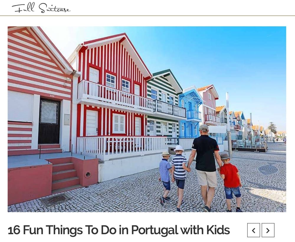 Portugal with Kids by Full Suitcase- website snapshot
