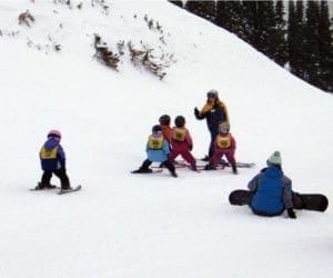 Kids ski school slopes