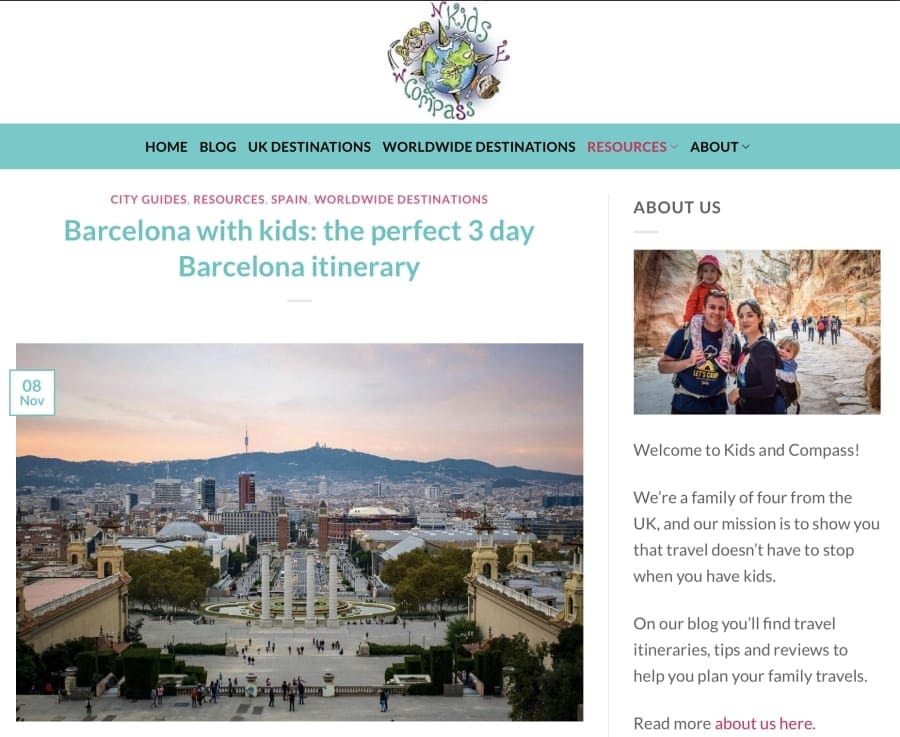 Website snapshot - Kids and Compass