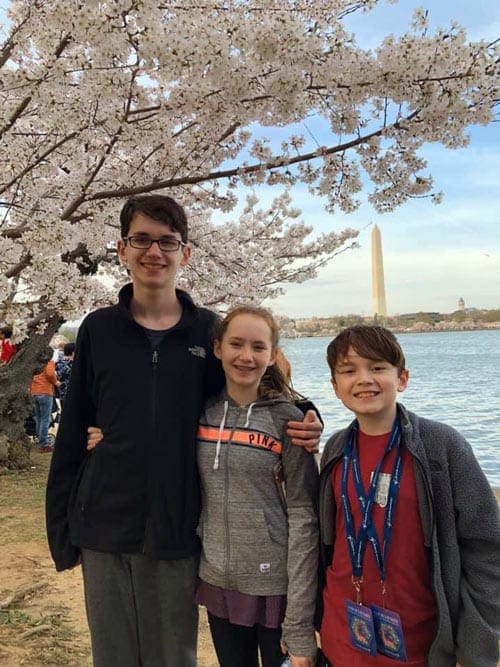 Kids in DC during cherry blossom