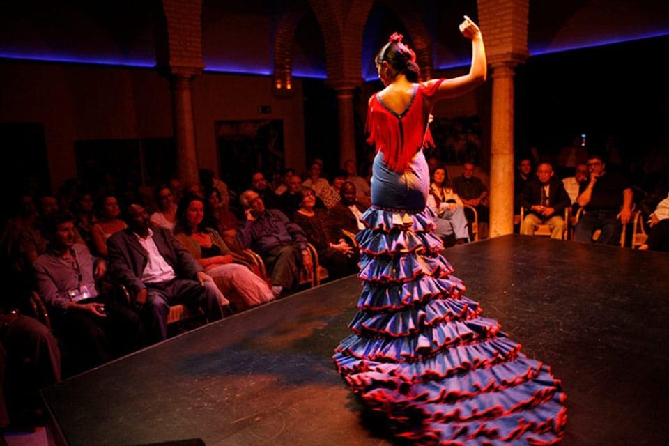 A flamenco dancer performs for a show at the Museo del Baile Flamenco.