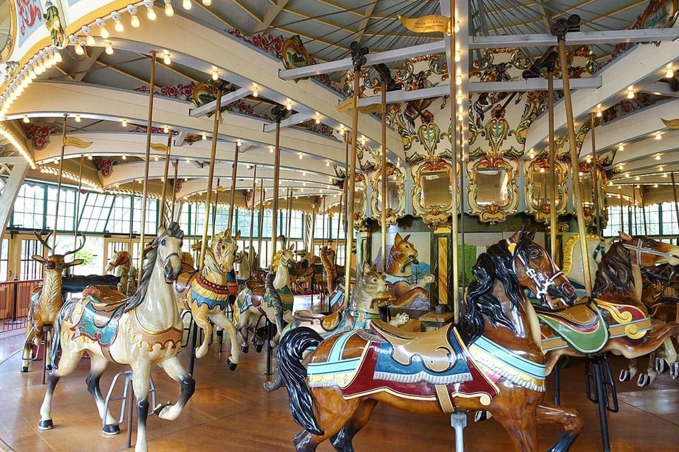 A close-up of the carousel at Koret Playground