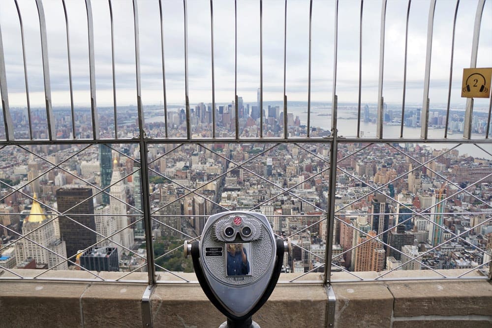 View of the NYC skyline from the Empire State Building, one of the best stops on our NYC itinerary with kids.