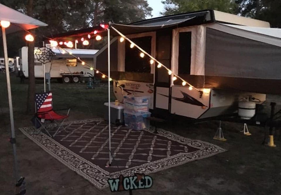 RV decorated during Halloween- Family RVing