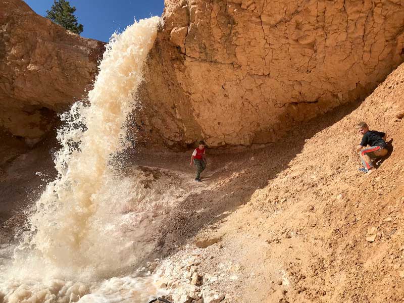 Mossy waterfall Zion Bryce with kids