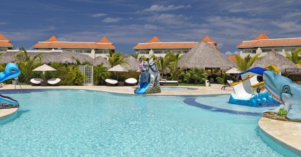 A view of the pool and cabanas at The Reserve At Paradisus Palma Real