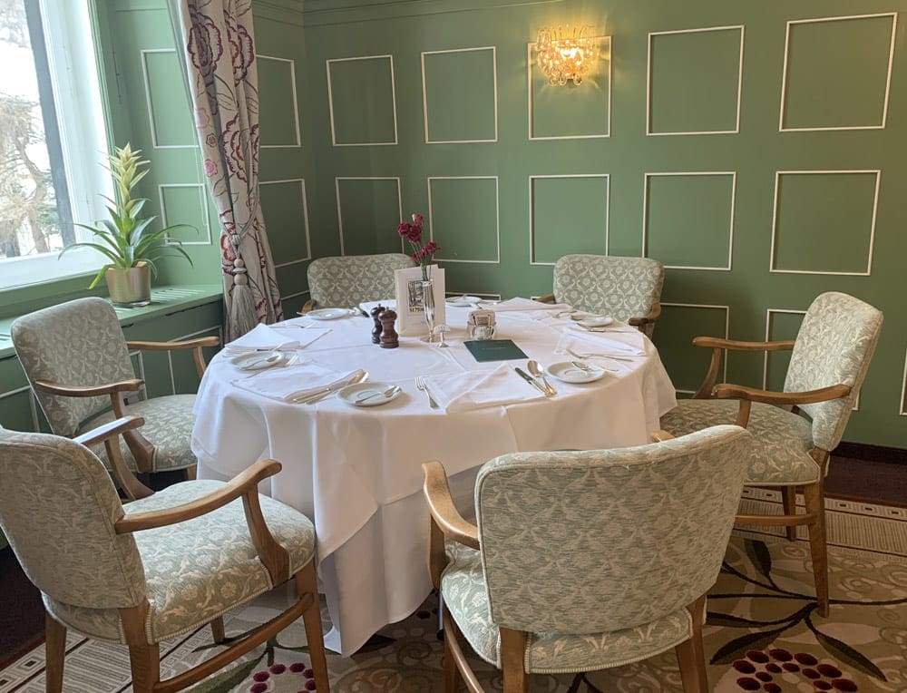 A beautiful table is set for a familly breakfast at Suvretta House.