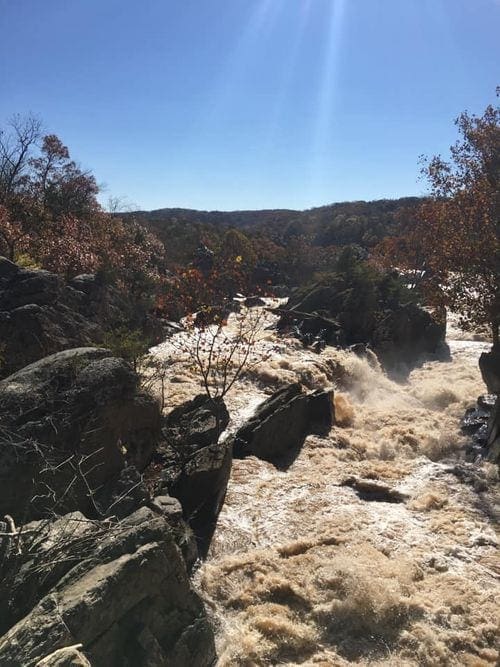 A rushing river inside Great Falls National Park, near Washinton DC.