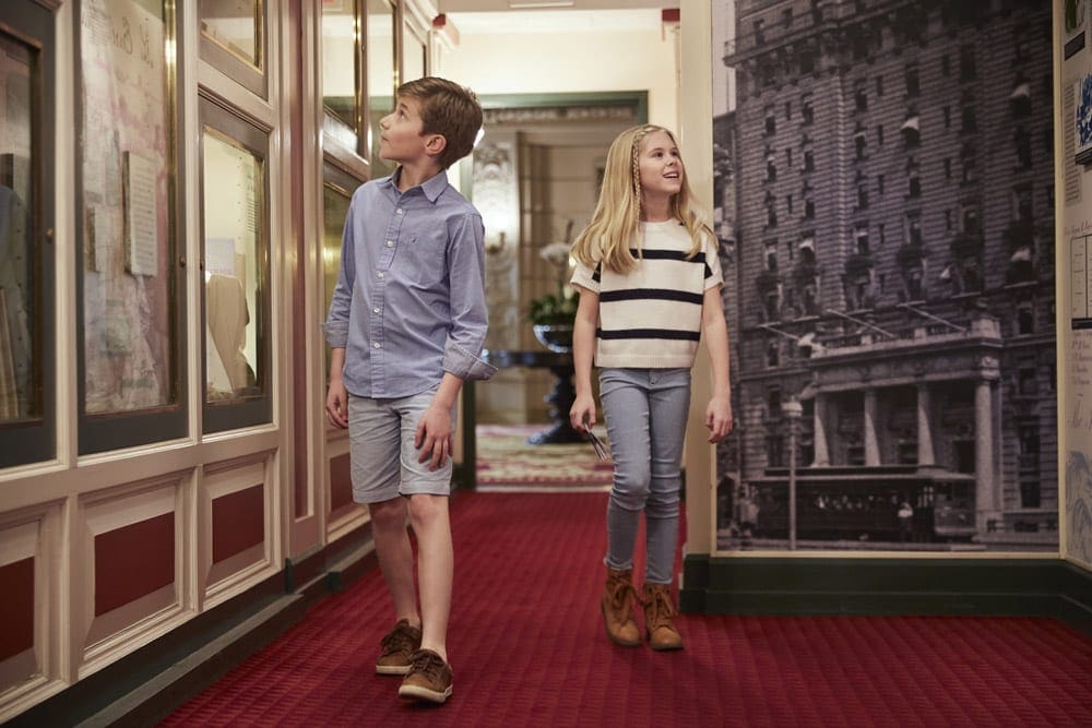 Kids exploring the historical collections at Willard InterContinental Washington.