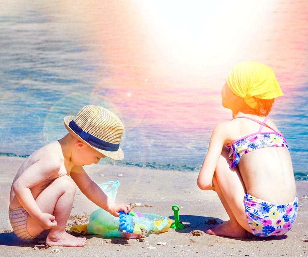 Kids in the beach in Turks and Caicos