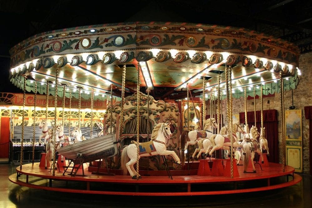 One of the antique carousels within the Pavillons de Bercy – Musée des Arts Forains.