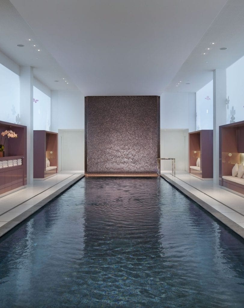 The stunning indoor pool at the Mandarin Oriental, Paris.