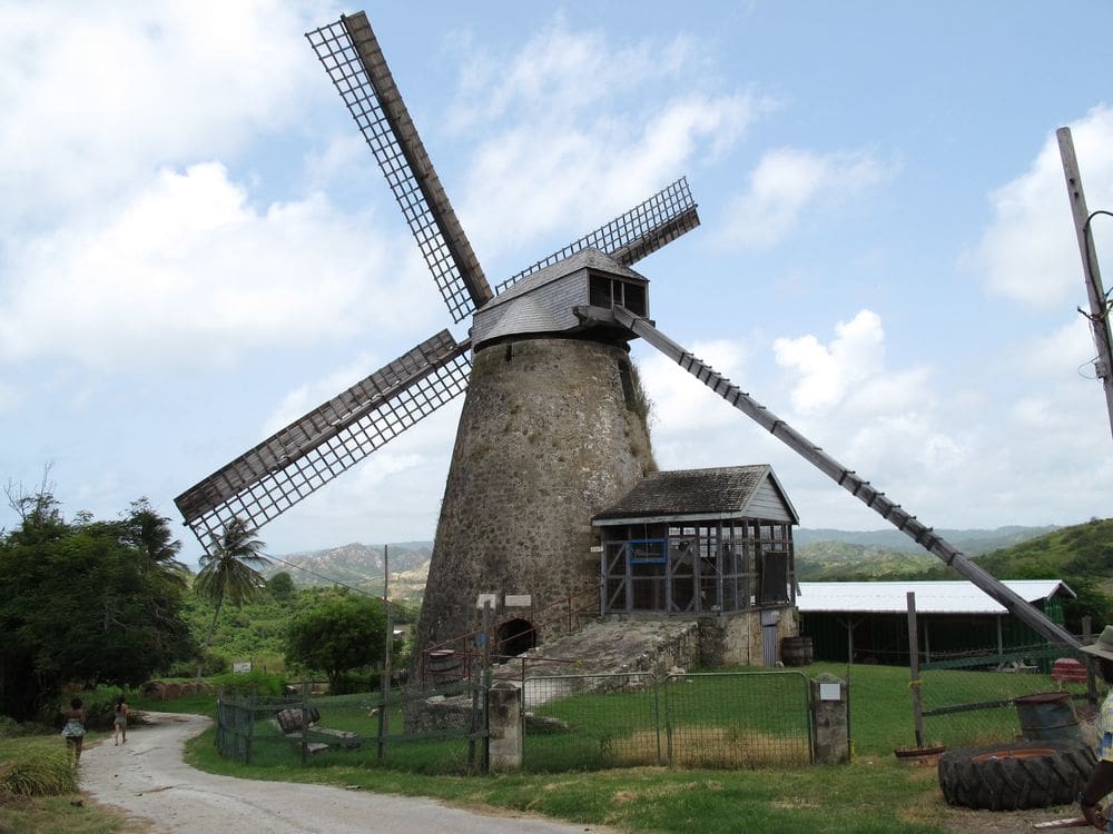 A view of the windmill at Betty's Hope, one of the best things to do in Antigua with kids.