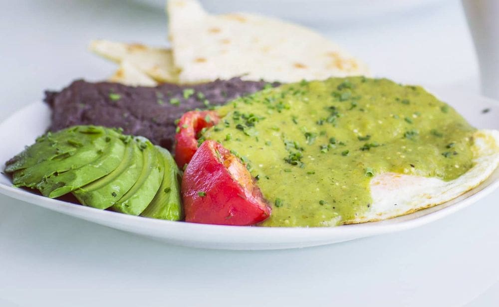 A colorful plate of food, featuring Mexican flavors at Hanger B Eatery in Cape Cod.