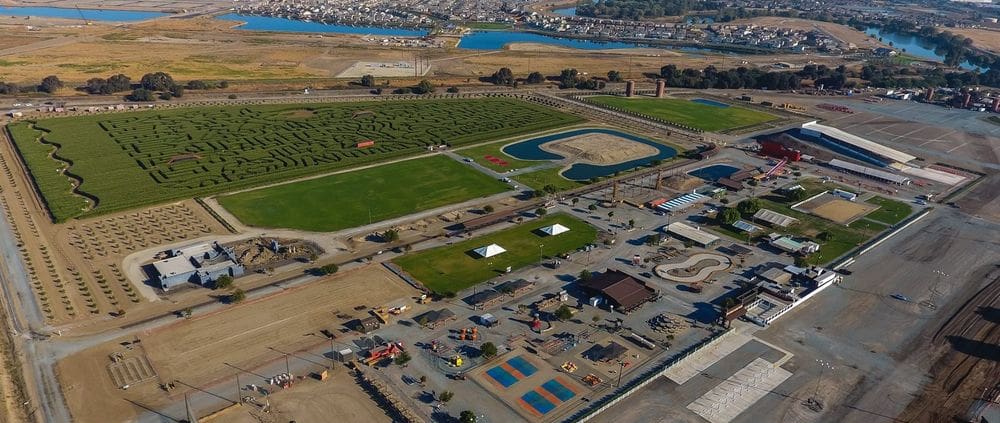 An aerial view of the Dell'Osso Family Farm, one of the best places for fall in California with kids.