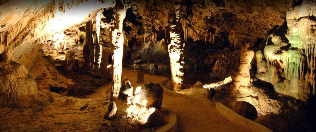 Inside the Hato Caves, featuring several unique rock formations.