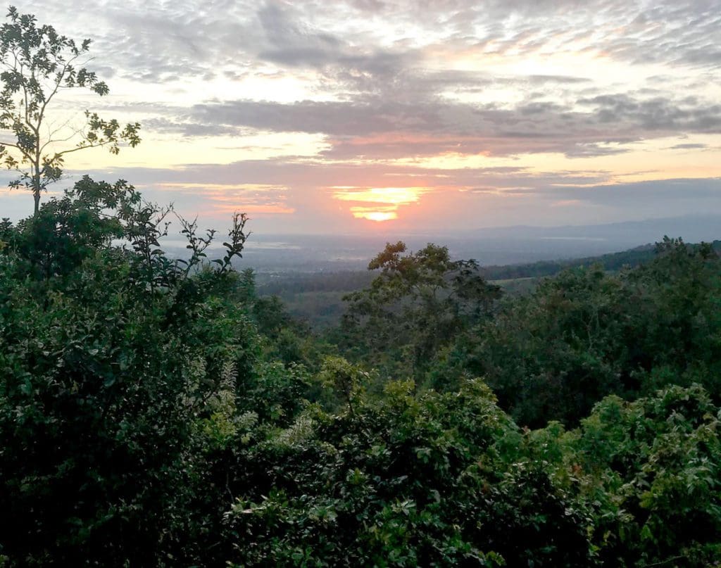 A sunrise from a Costa Rican villa over the lush jungle.