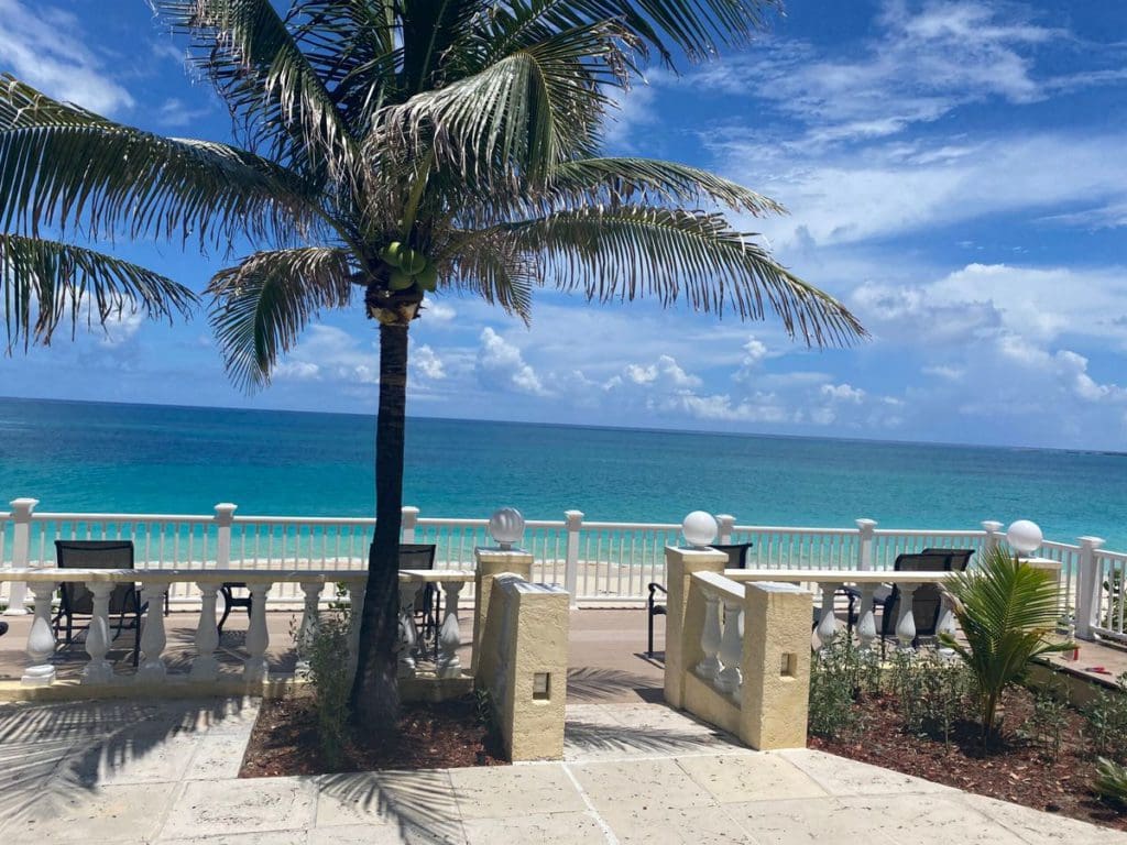 An ocean view from the patio at the Sunrise Beach Villas.