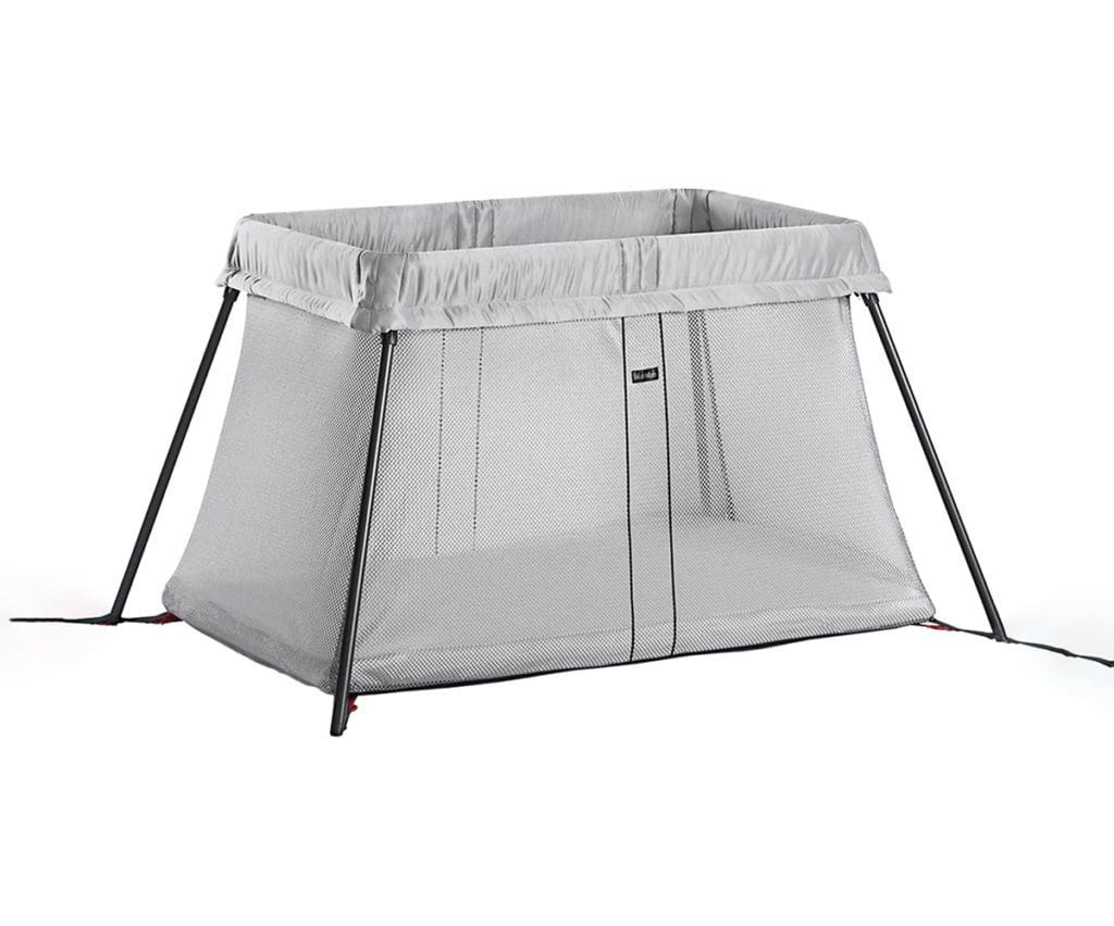 Product shot of a gray Baby Bjorn Travel Crib Light.