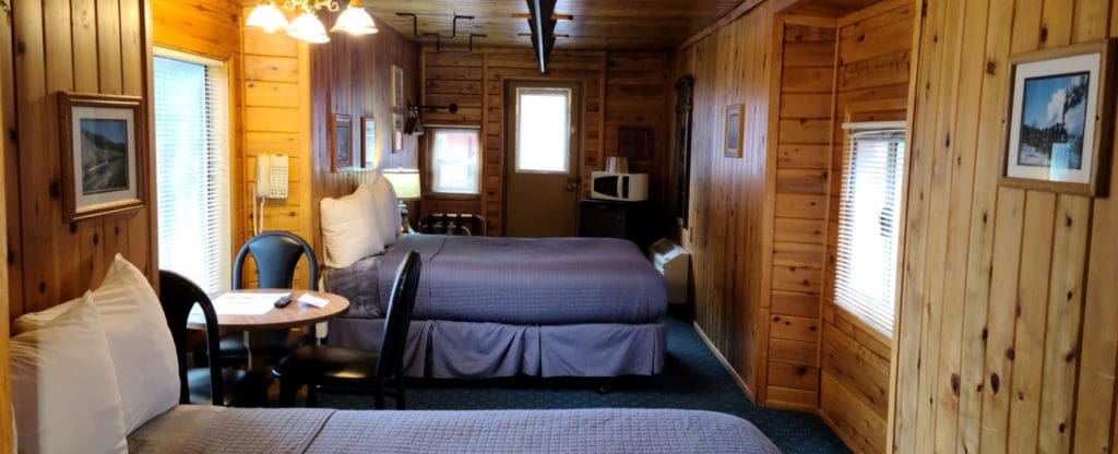 Inside one of the train cabin-themed rooms at the Railroad Park Resort.