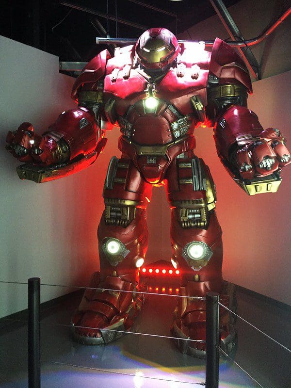 A close-up of an Iron Man costume at Marvel Avengers S.T.A.T.I.O.N.