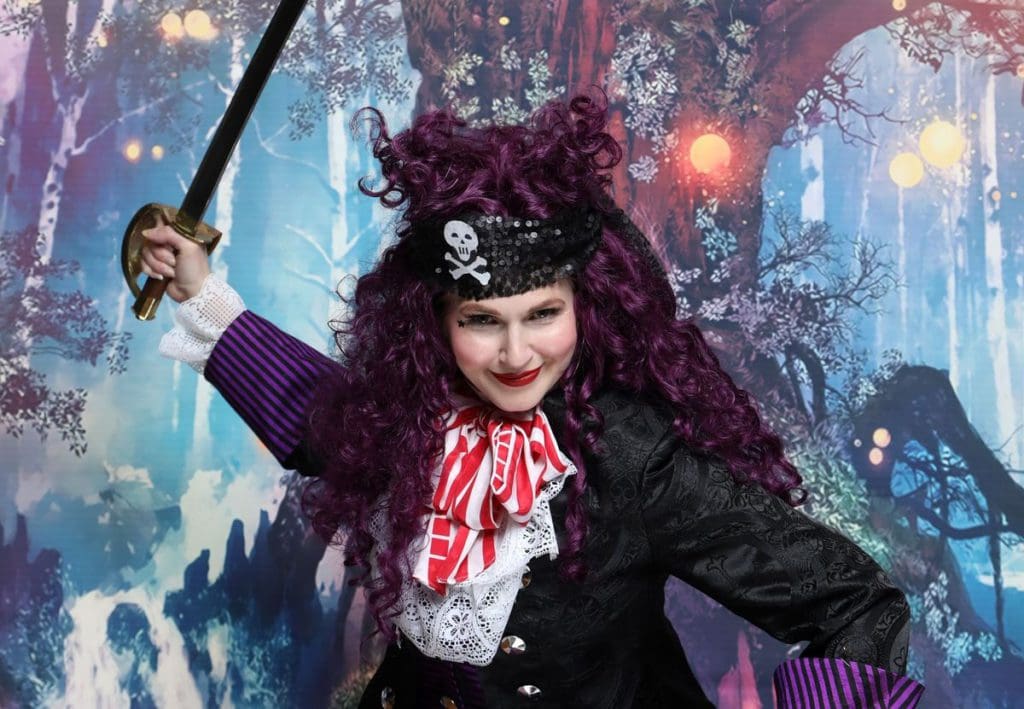 A woman dressed as a pirate performs at the Nashville Children’s Theater.