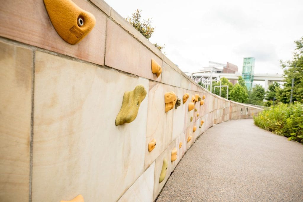 A rock climbing wall at Cumberland Park.