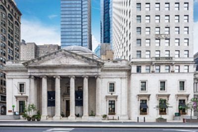 The exterior, historic entrance to Ritz-Carlton Philadelphia.