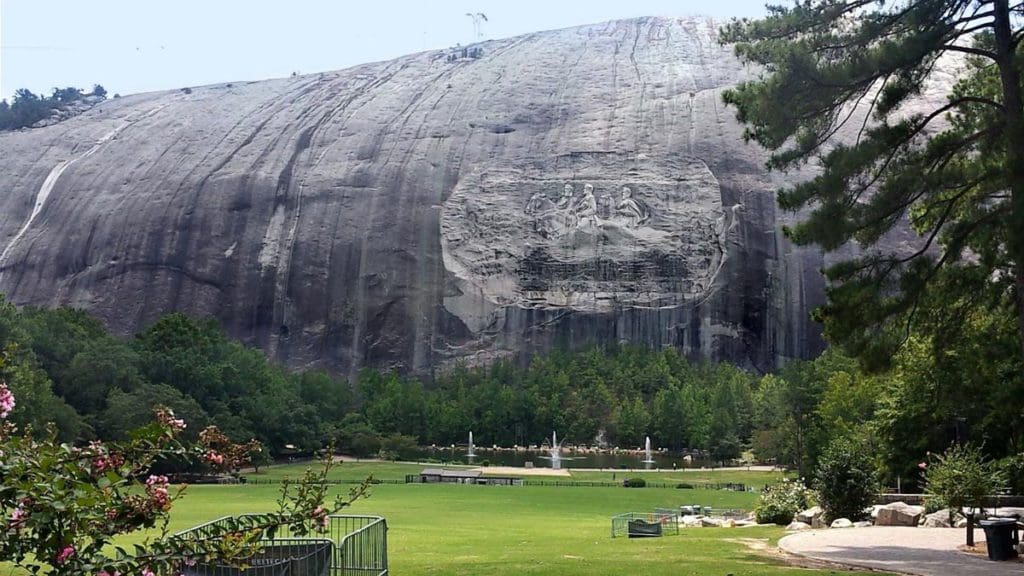 A view of the large, namesake stone at Stone Mountain Park.