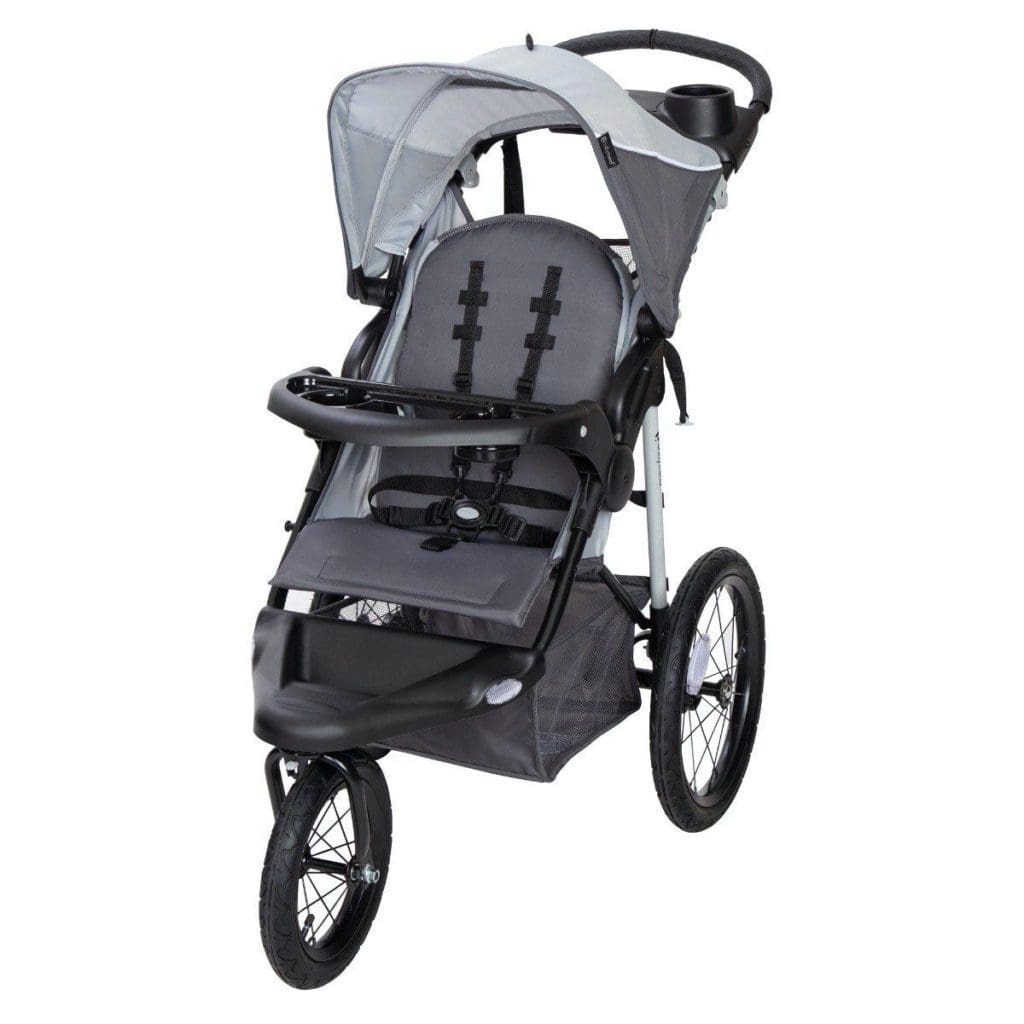 A product shot of a gray Baby Trend Xcel Jogger Stroller.
