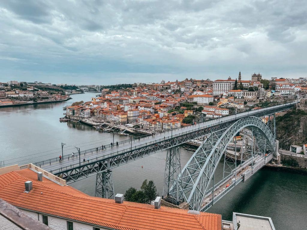 An aerial view of Porto from the Serra Pilar Monastery, a great stop on our  1-Week Porto itinerary with toddlers.
