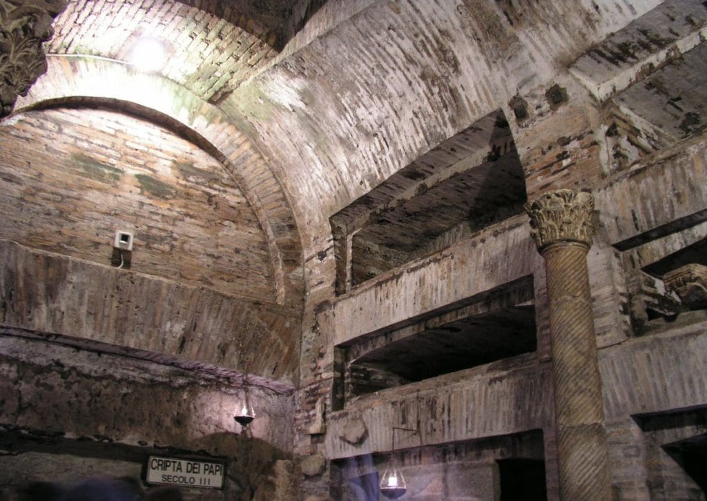 The Pope crypt in The Catacombs of St. Callixtus.