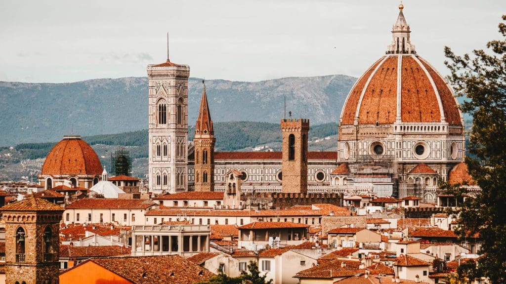 A view of the Florence skyline, including the famous Duomo.