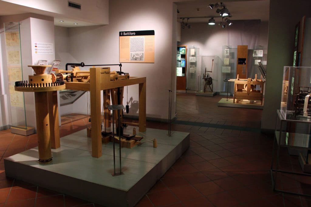 Inside one of the exhibits at the Museo Leonardiano di Vinci, which shows many of his most famous thoughts and inventions.