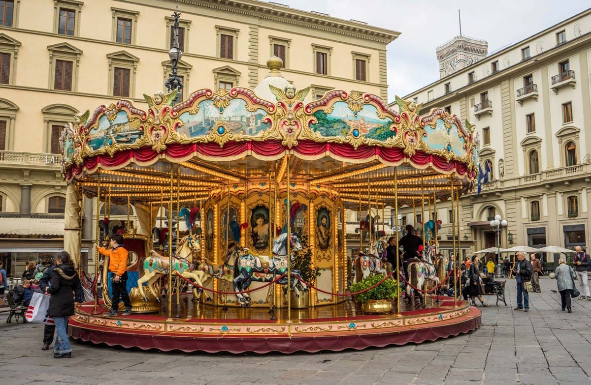 The iconic carousel in Florence's Piazza della Repubblica.