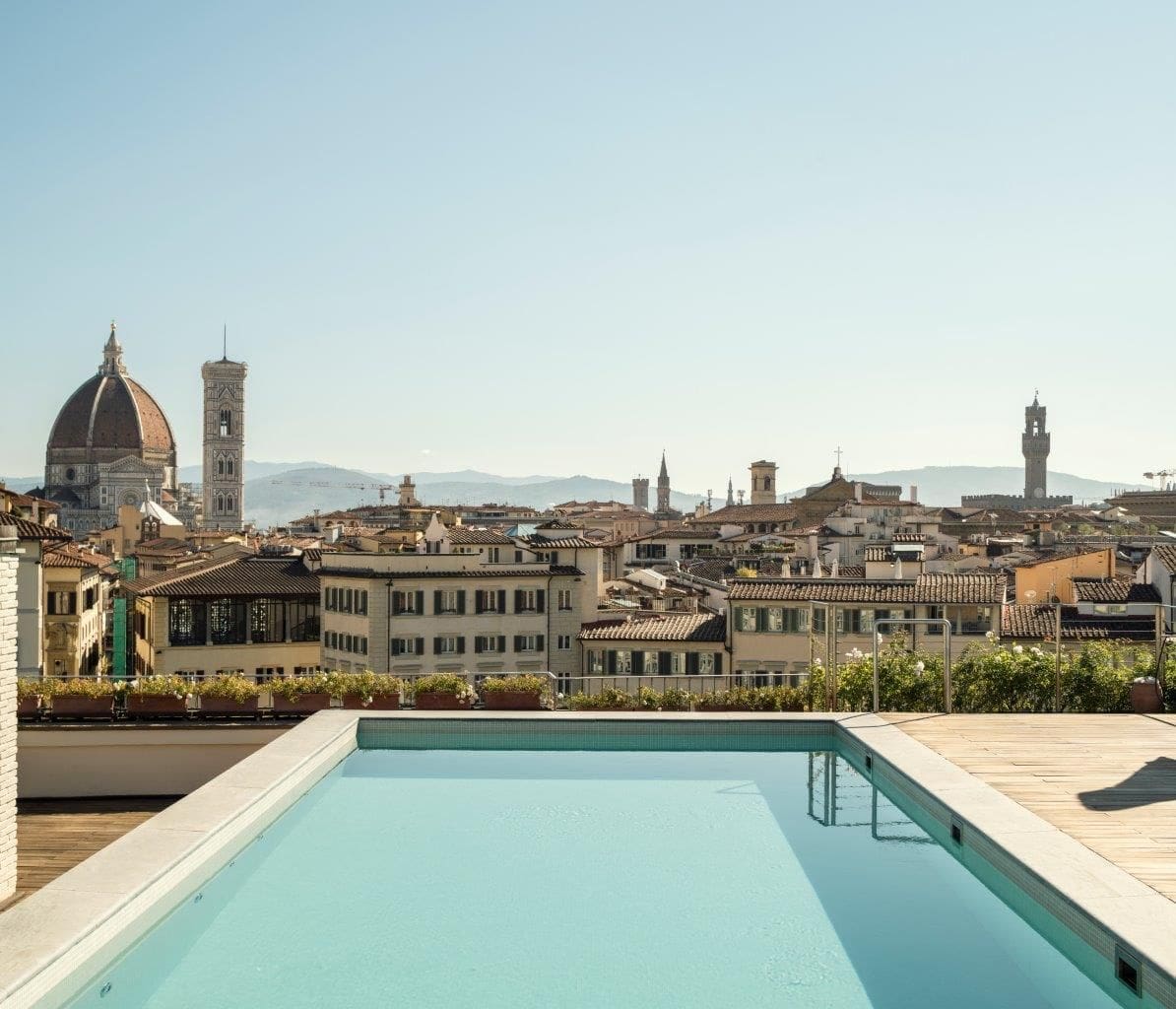 The lovely pool at Grand Hotel Minerva, with a view of the Duomo.
