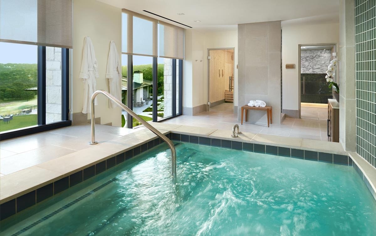 The indoor whirl pool in an airy, bright room at Omni Barton Creek Resort & Spa.