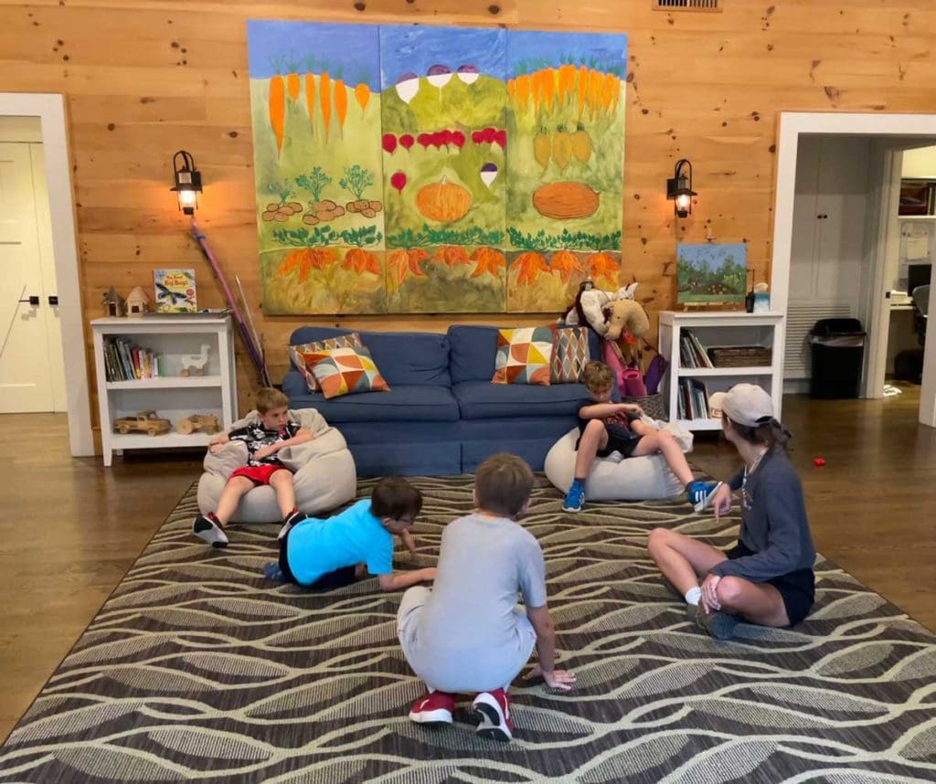 Kids play together in the kids' camp room at Blackberry Farm.