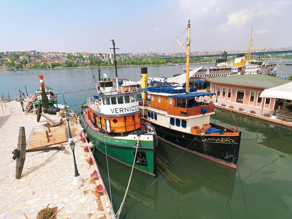 Two ships docked at Rahmi M. Koç Museum, one of the best things to do on a family vacation to Istanbul.