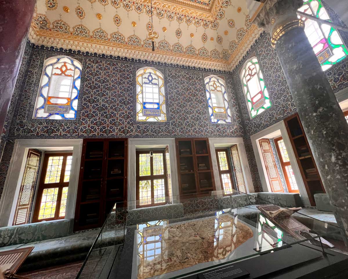 Inside Topkapi Palace, showcasing some of its ornate design, one of the best things to do on a family vacation to Istanbul.