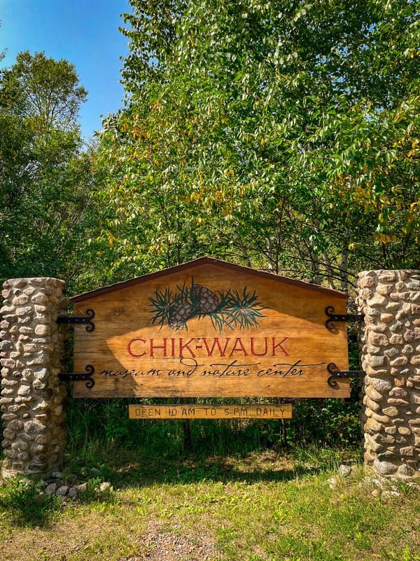 The entrance sign to Chik-Wauk Museum and Nature Center.