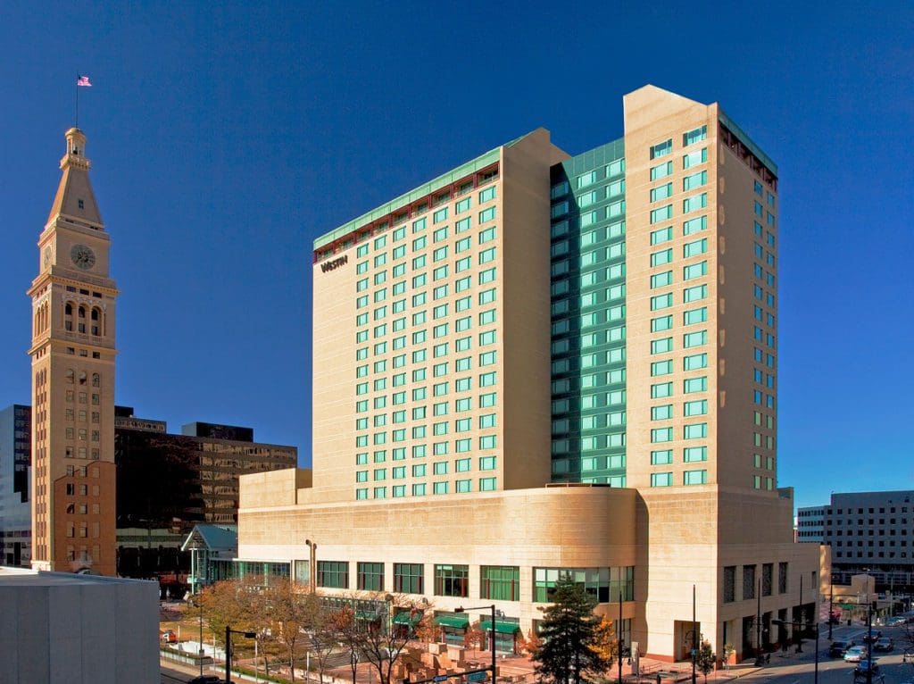 The exterior of The Westin Denver Downtown during the day, one of the best Denver hotels for families.